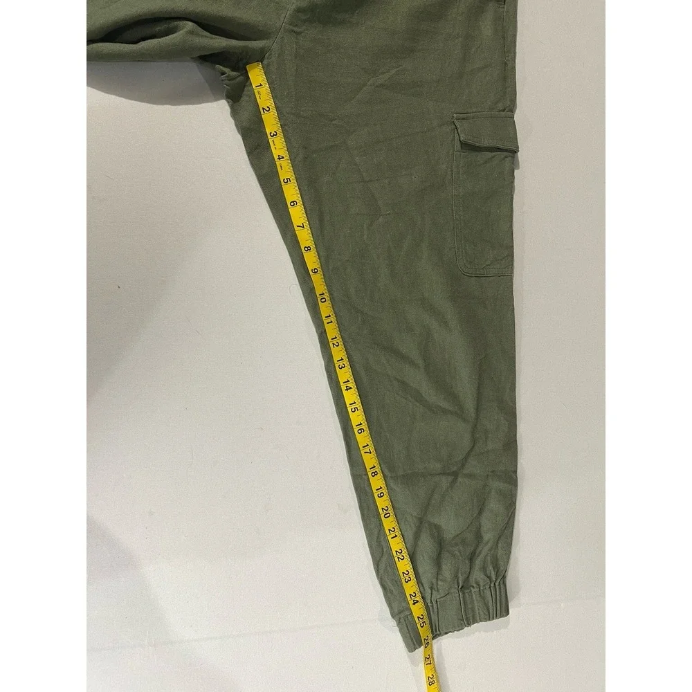 Banana Republic Women's Olive Green Linen Blend Cargo Drawstring Jogger Medium